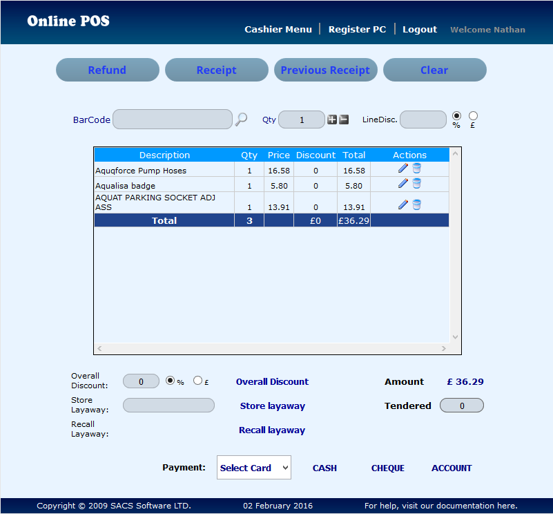 SACS Online POS​